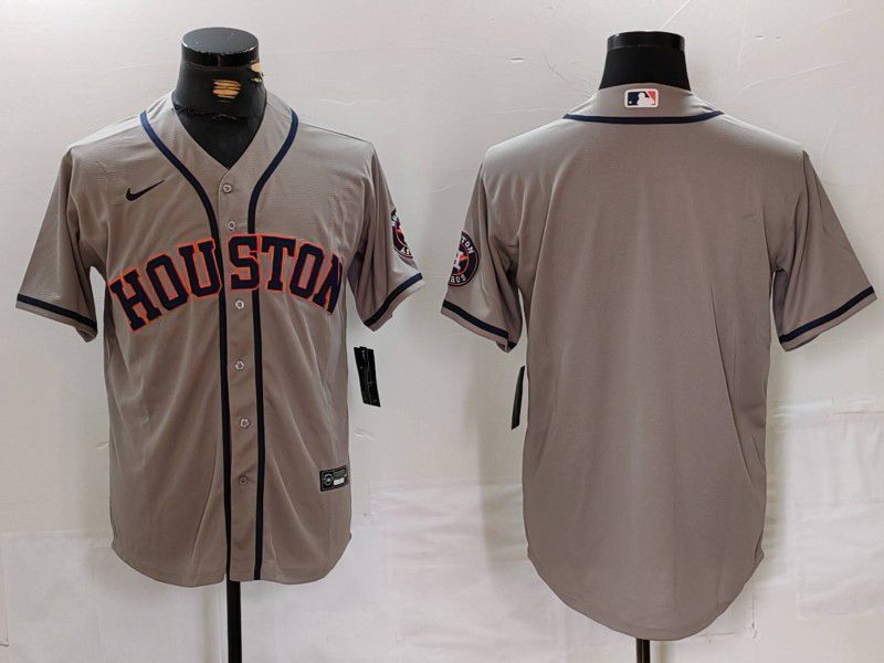 Men Houston Astros Blank Grey Nike Game 2024 MLB Jersey style 1